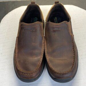 Skechers Shoes Relaxed Fit Seveno Mens Sz 11.5 Brown Leather Slip On‎ 66146